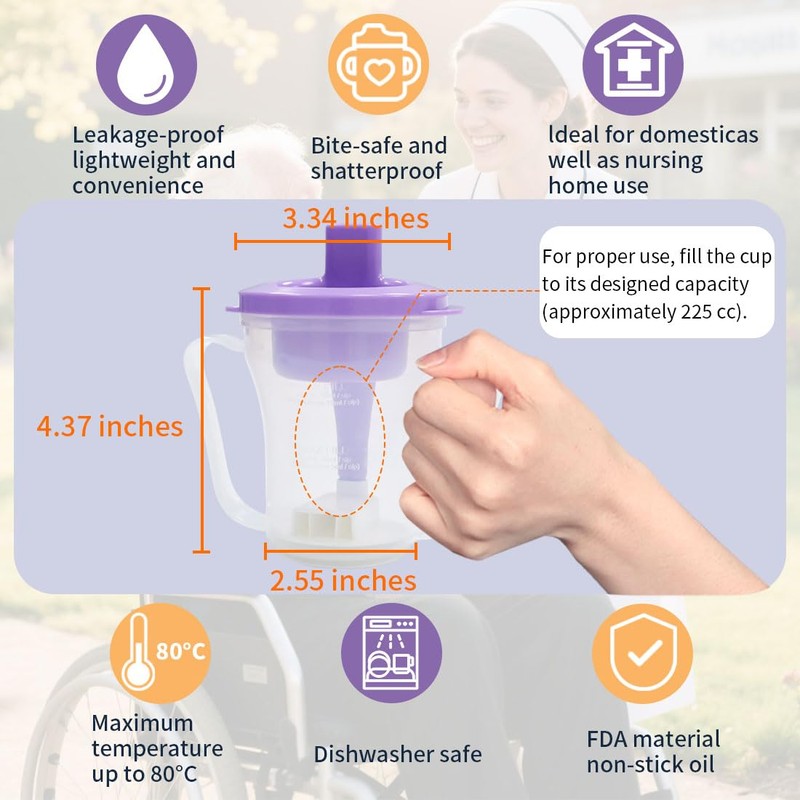 EZSLINGGLIDE Dysphagia Regulating Drinking Cup – Spill-Proof Adaptive Cup for