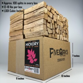 FiveOaks Firewood Kiln Dried Hickory Pizza Oven Wood, Mini 5 Inch Cooking Wood for Ooni, Gozney, Bertello Pizza Ovens - Approx 16lbs Product of USA (1,000 Cubic Inches)