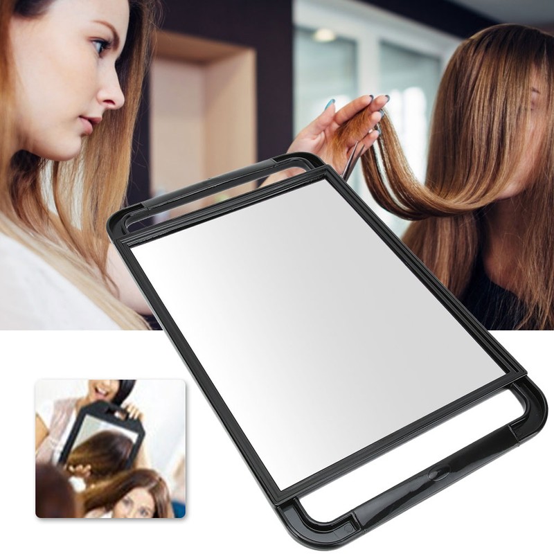 Double Handle Mirror Large Rectangle Makeup Barber Hair Handheld Back