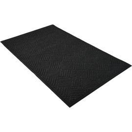 PRO-SAFE Entrance Mat, 5' Long, 3' Wide, Poly-Blended Carpet Surface - Indoor, Heavy-Duty Traffic, Recycled Rubber Base, Black | Part #6088119073X5