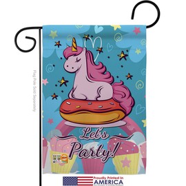 Ornament Collection GS192170-P3-02 Unicorn Party Special Occasion & Celebration Impressions Decorative Vertical 13" x 18.5" Garden Flag Set Metal Wall Hanger Hardware