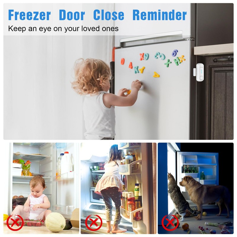 DAYTECH Freezer Door Alarm with Delay 1/2/3/4 mins When Left