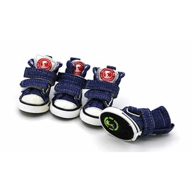 Small Pawz Dog Boots, Puppy Shoes for Extra Small Dogs, Canvas Booties for Cats, Anti Slip Sneakers for Puppies Blue Label 3