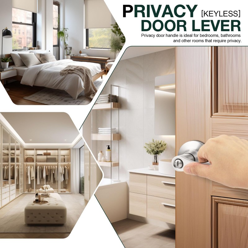 GOBEKOR 10 Pack Privacy Door Levers Bedroom Door Handle with