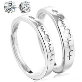 Aeici Wedding Ring, Sterling Silver Rings Eternity Ring Moonstone Adjustable Ring Gift for Valentine's Day