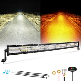 Auxbeam 6 Modes Amber White Series, 42 Inch 240W Curved LED Light Bar, Strobe Warning Flashing Dual Color Fog Light, Spot Flood Combo Off-Road Auxiliary Lighting, for Pickup Truck 4WD Jeep