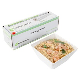 Restaurantware Base 12 Inch x 2000 Feet Cling Wrap, 1 Roll Microwave-Safe Cling Film - With Removable Slide-Cutter, BPA-Free, Clear Plastic Food Wrapping Film, Securely Seal & Keep Food Fresh