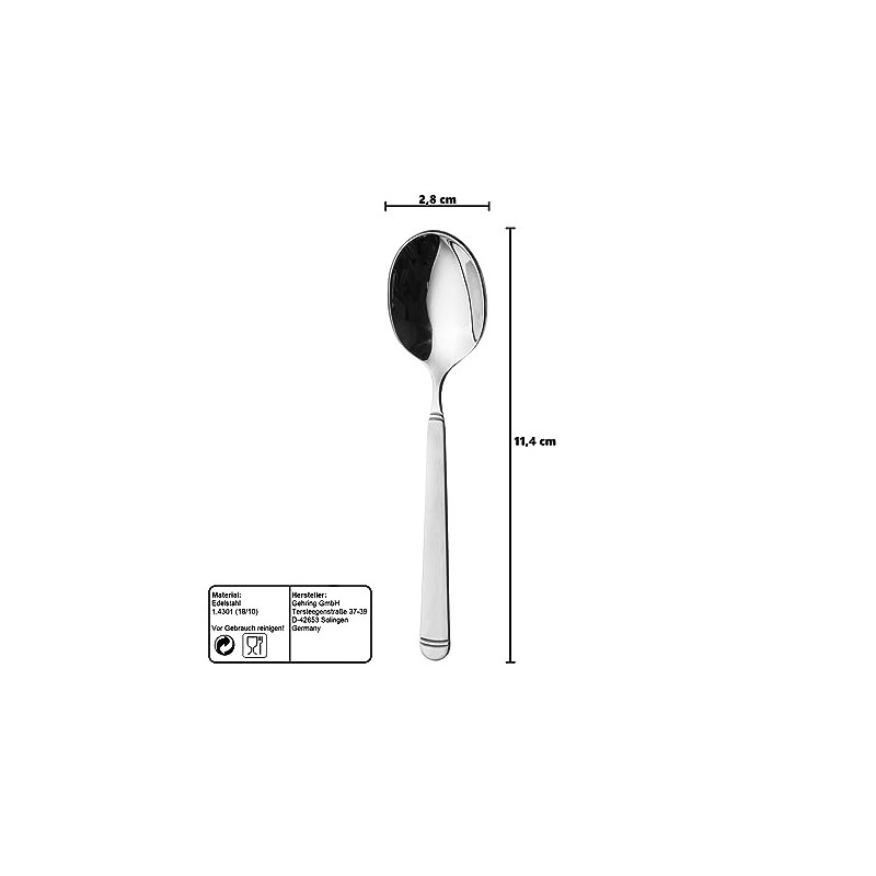 SOLINGEN GEHRING Espresso Spoons, 6-Piece Set, Mocha Spoon, Teaspoon Made