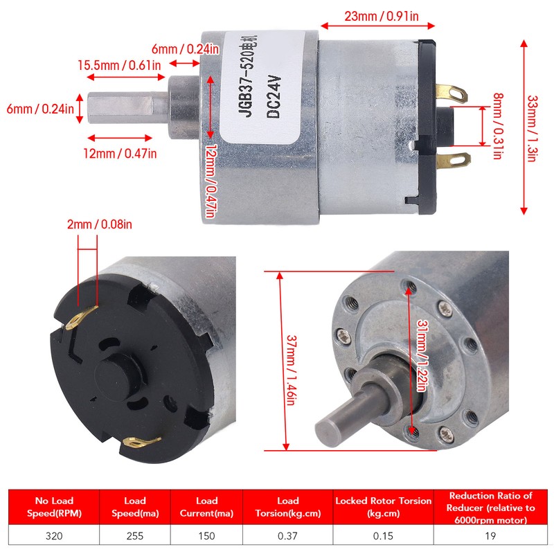 DC Gear Motor Aluminum Alloy Shell Rustproof Low Friction Brass
