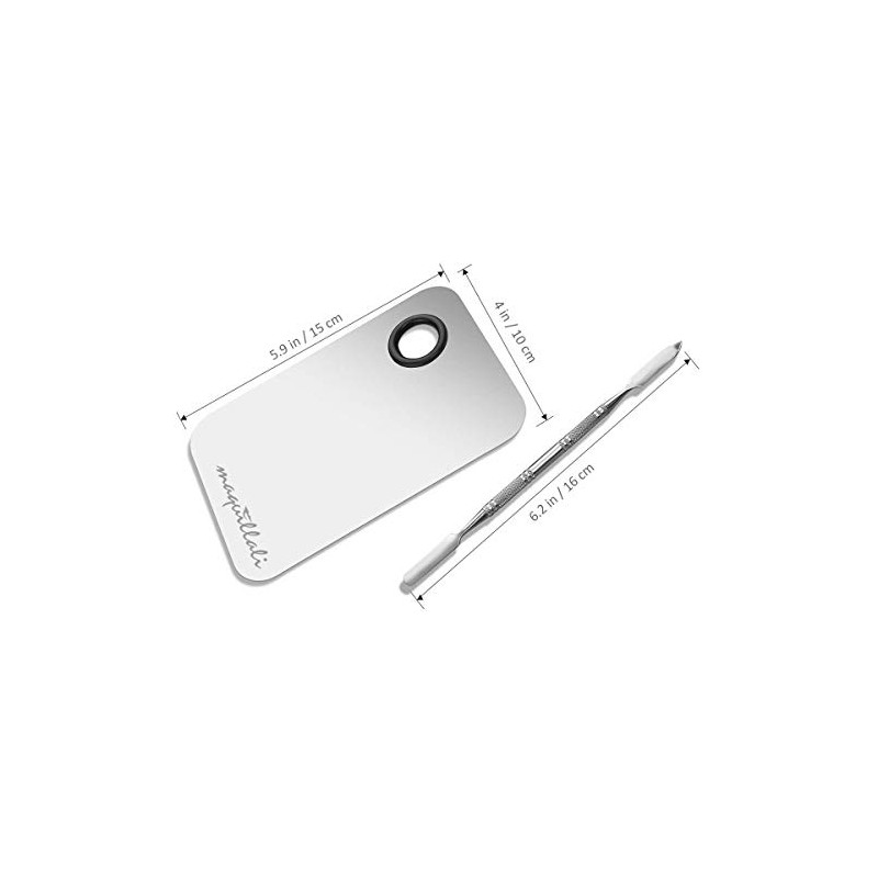 Paleta Acero Inoxidable Para Mezclar Maquillaje Con Espátula Rectangular