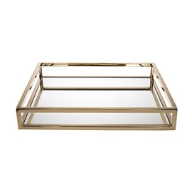 Godinger Decorative Tray, Perfume Tray, Vanity Tray, Square Home Decor Tray - Aspen Collection, Gold, 10"x10"