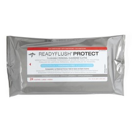 ReadyFlush PROTECT Biodegradable Flushable Wipes with Dimethicone, 8 x 12 Inches, Fragrance-Free, Pack 24