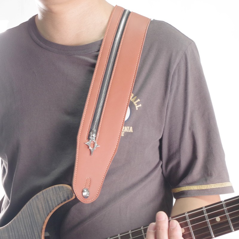 Guitar Strap Zipper Leather Straps Acoustic Guitar Accessories for Bass