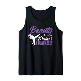 Black Master Belt Beauty Brains I Build Up Social Strength Tank Top, black
