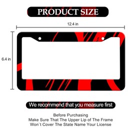 Red and Black License Plate Frame - Black Red Cool Metal License Plate Frames Holder Covers, Rust-Proof Waterproof Car Decorative Tag Frames for Standard Us 12x6 Inch