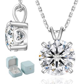 KRKCLIFE Diamond Pendant Necklace for Women, 4 CT Lab Created Moissanite Solitaire Chain in White Gold, 925 Sterling Silver, D Color VVS1, GRA Certificate, 18+2 inches, Luxury Gift Box, Gift for Her