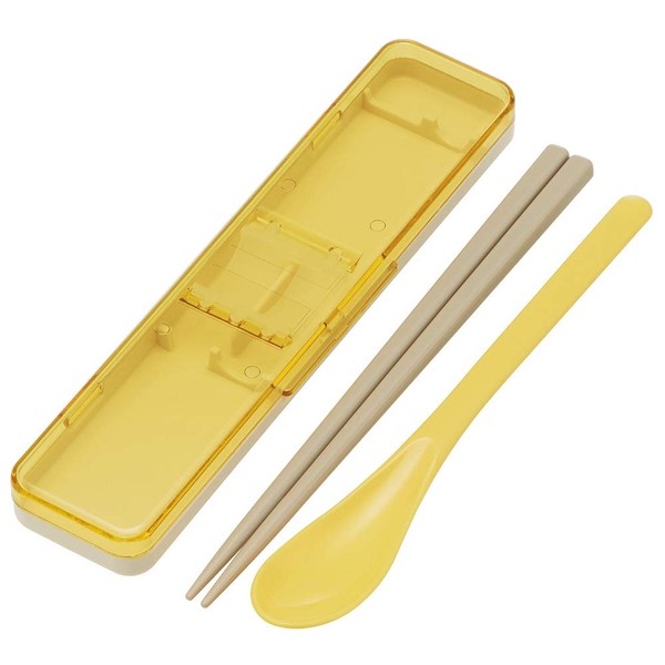 Skater CCS3SAAG Silver Ion Ag+ Antibacterial Retro French Chopsticks & Spoon Set, Yellow, Made in Japan, 7.1 inches (18 cm)