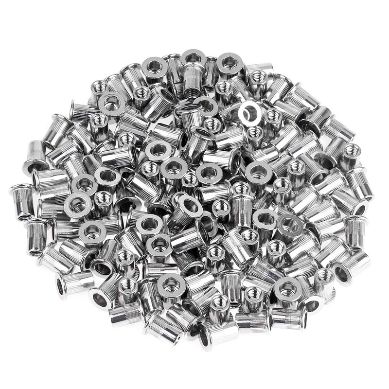 Powlankou 150 Pieces 1/4"-20 Stainless Steel Rivet Nuts Flat Head