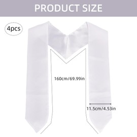 NICENEEDED 4 Pieces Unisex Graduation Stole Shawl Bulk Sublimation Blank Grad Sash Plain Graduate Honor Stole, 70 Inches