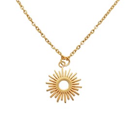 Kritz Women's Necklace Sun Gold – Jewellery Pendant Sunshine Maya Inka Round Gold-Plated 18 K with Adjustable Chain – Fashionable Gift for Women, Gold Stainless Steel