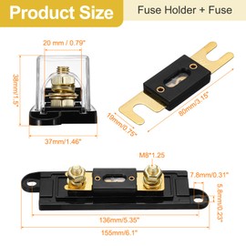 sourcing map 2 Set 200 A 32 V ANL Fuse Holder Kit 200 A Fuse 0/2/4/8 Gauge AWG Inline Fuse Block Fuse Box Automotive Fuse Block for Radio Audio Inverter Amplifier