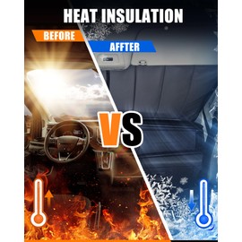 MELIPRON Van Windshield Sunshade Fits for 2014-2025 Ford Transit 150, 250, 350, Campervan Front Window Cover with UV Protection & Heat Block with 6 Fiberglass Rods