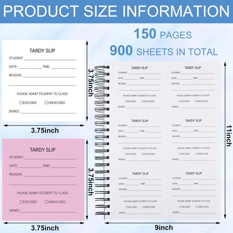 Dunzoom 1 Pack Tardy Slip Book with Carbonless Duplicates 3.5