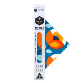 Honeybee Beeswax Wraps - Poppy Pattern Beeswax Roll -Certified Organic Cotton Beeswax Wrap - Reusable Beeswax Food Wrap - Plastic Wrap & Sandwich Bags Alternative - 40’’ x 13’’