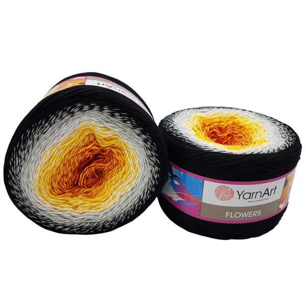 YarnArt Flowers 500 g Bobbel Wool, Colour Gradient, 55% Cotton,