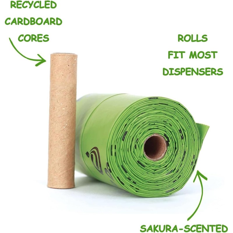 Dog Poo Bags with Handles 50% Recycle Material 50% Cornstarch