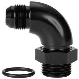 Podavelle 8AN Male Flare to 10AN -10 ORB O-ring Boss 90 Degree Full Flow Fitting Adapter Aluminum Black