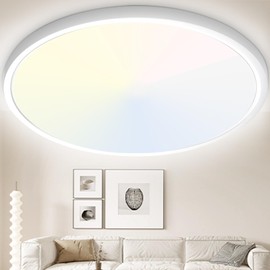 Yexati 30CM Bathroom Light 24W 3200LM 6000K/4000K/3000K IP54 Waterproof Ultra Thin Bathroom Lights Ceiling, Round Flush Ceiling Light for Kitchen Bedroom Toilet Porch Hallway Living Room Office