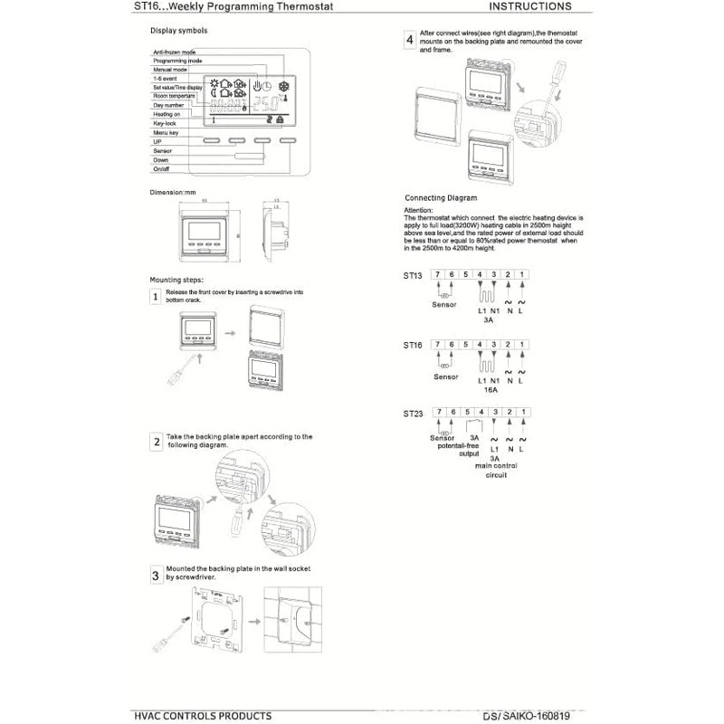 Thermostat Digital Room Thermostat Floor Heating Thermostats LCD Display Touch