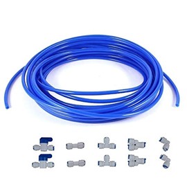 Lemoy 1/4" Quick Connect Water Purifiers Tube Fittings for RO Water Reverse Osmosis System（Ball Valve+Y+L+I+T Type）+5 Meters（15 feet） tubing Hose Pipe（Blue） for RO Water Reverse Osmosis System (Blue)
