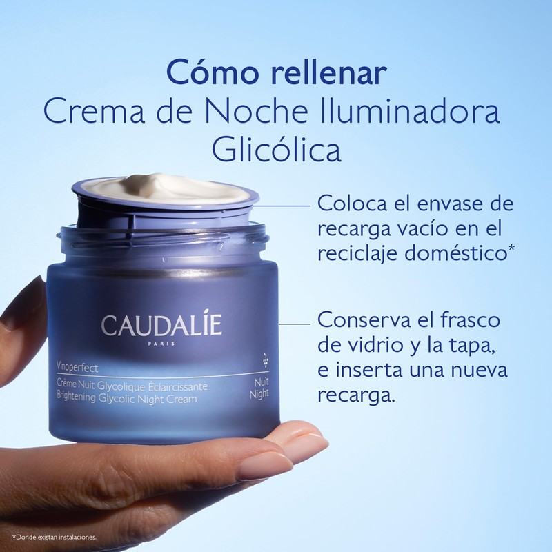 Caudalie Vinoperfect Crema Iluminadora Glicólica de Noche, Cápsula de Recambio