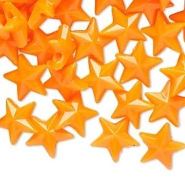 Pony Beads 144 Plastic Opaque Neon Orange 11x11mm Faceted STAR Beads with 1.8mm Hole *