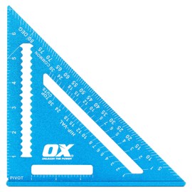 OX Professional 7 Inch Aluminum Framing Square - Rust-Proof Carpenter Square with Laser-Etched Markings - Metal Speed Square for Woodworking - Rafter Square Tool - Escuadra De Carpintero