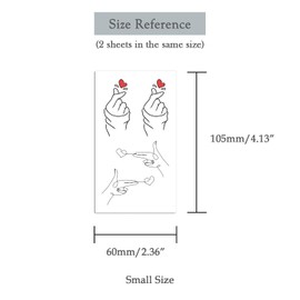 Oottati 2 Sheets Tiny Small Temporary Tattoos For Women Men Finger Hands Neck Wrist Face, Cute Long Lasting Cartoon Fake Tattoo Stickers For Kids Boys Girls Hand Heart Gesture