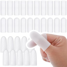 ADULLPONY 30 PCS Gel Finger Cots Finger Protectors Finger Caps Silicone Fingertips Protection, Finger Sleeves Protector Support for Cracked Finger, Arthritis, Eczema