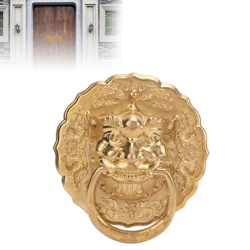 Door Knocker Chinese Animal Head Style Modelled Antique Brass Easy