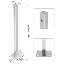 Luomorgo 4 Pcs 16" Floating Shelf Bracket Stainless Steel Heavy Duty Black Shelf Brackets Blind Shelf Supports Hidden Brackets for Floating Wood Shelves - Screws and Wall Plugs Included, Silver