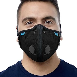 RZMask M2.5 Large Dust Face Mask Breathable Mesh Black with Replaceable Filters