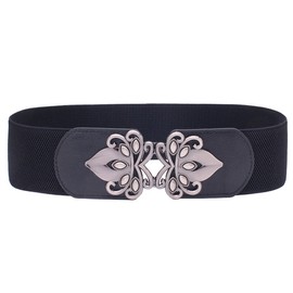 Syuer Womens Vintage Wide Elastic Stretch Waist Belt Retro Cinch Belt (XXXL (108-130cm), Black)