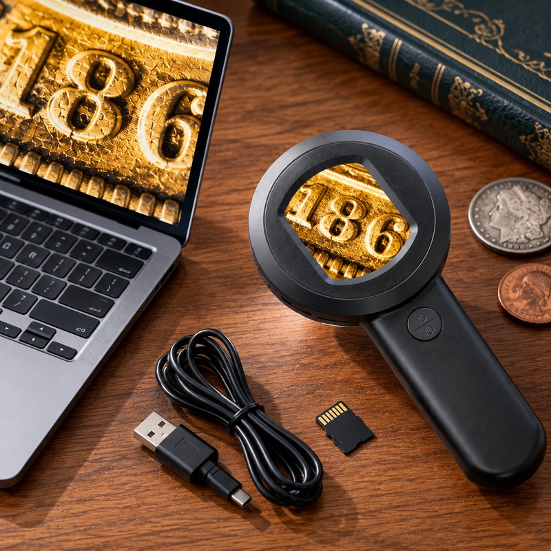 Digital Handheld Microscope for Coins, Jewelry & Nature Viewing –