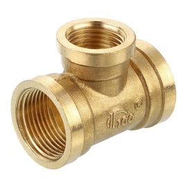 QUARKZMAN Brass Tee Pipe Fitting, 3/4" x 1/2" x 3/4" NPT 3-Way Tee Connector for Transporting Gas Pipes, 1 Piece