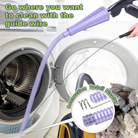 Sealegend 2 Pack Dryer Vent Cleaner Kit Vacuum Hose Attachment, Dryer Lint Cleaner Kit Lint Remover Tools Hoses with Adapter (Purple)