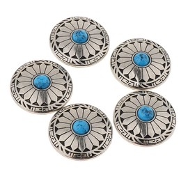 perfeclan 5 Decorative Buckle Buttons Vintage Artificial Turquoise Conchos Buttons for Leather Craft Embellishment Buttons Made of Buttons DIY Decoration, Blue