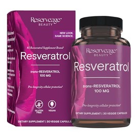 Reserveage Beauty, Resveratrol 100 mg, Antioxidant Supplement for Heart and Cellular Health, Supports Healthy Aging and Immune System, Paleo, Keto, 30