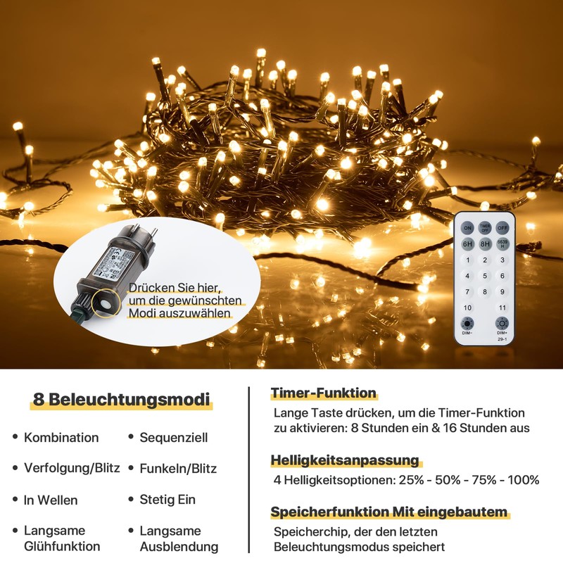 MAGGIFT White Fairy Lights 20 Metres Long