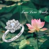 Moonstone Lotus Ring, Sterling Silver True Love Waits Engraved Lotus